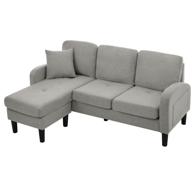 L-vormige Hoekbank Met Lêbank - 3-sitplekbank, 166 X 118 X 77 Cm, Asemende Katoen-linne Stof, Plastiekpote, Modulêre Ontwerp, Ideaal Vir Sitkamers, Woonstelle En Kantore
