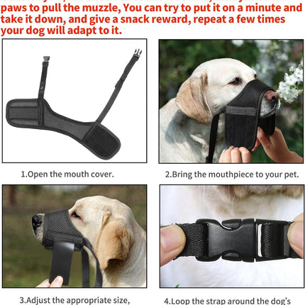 Dog Muzzle For Large Medium Small Dogs Mesh Muzzle For Dog To Prevent Biting Chewing Licking Eating Soft Dog Muzzle With Front Opening Design For Drinking Panting