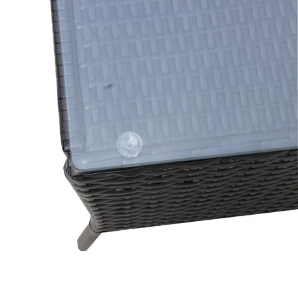 4 ST Rattan Patio Meubelstel Buite Patio Opgestopte Sitplek Rieten Bank Groen Kussing