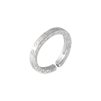 999 Pure Silver Lucky Auspicious Ring For Women, New Chinese Style Design, Attract Wealth & Blessing, Good Luck Open Ring