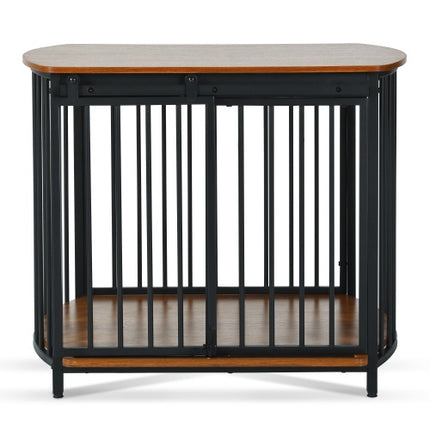 31.5 Furniture Style Dog Crate For Small And Medium Dogs, Wooden Cage Indoor Kennel Furniture, Modern Dog Crate End Table With Double-Doors