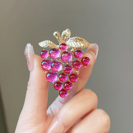 Light Luxury Purple Grape Brooch For Women, High-end Elegant Temperament