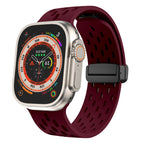 Wynrooi / 38 tot 40 tot 41 mm swart gespe