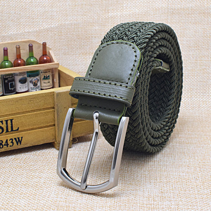 Men's Leather Canvas Woven Belt