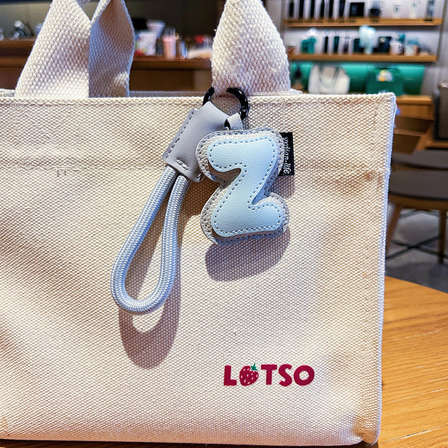 Creative Cartoon Leather 26 Letters Keychain For Women