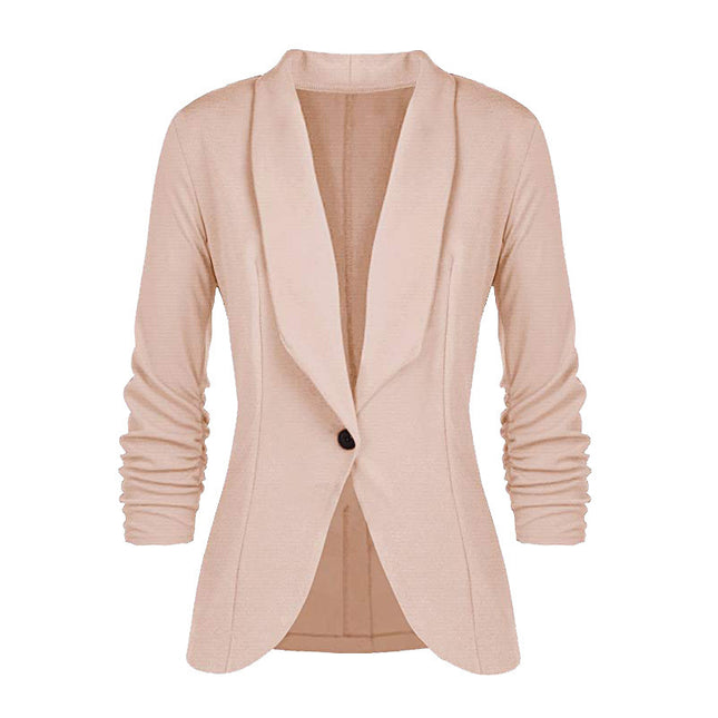 Fall Women's Clothing Pleated Sleeve Work Office Jacket Small Suit