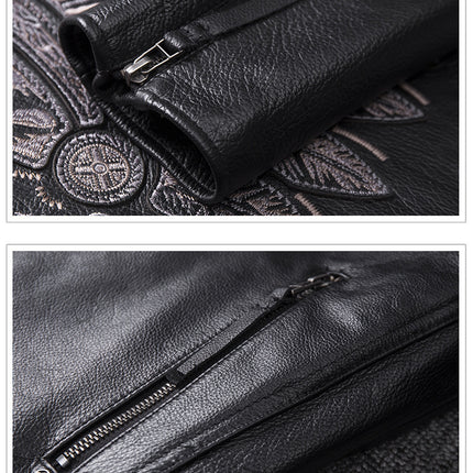 Men's Stand Collar Motorcycle Clothing Jacket Coat