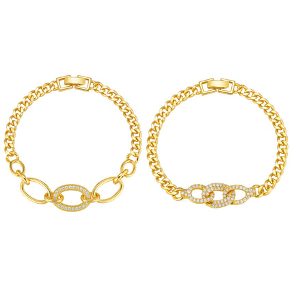 Sirkonium Mikro-plavei Koper Ovaal Ring Armband in Goue Kleur