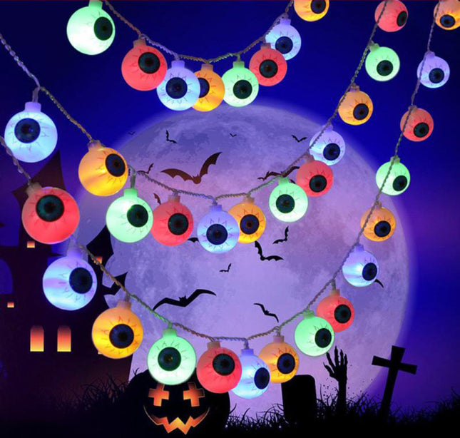 Halloween LED Eyeball Light String 10 Pcs LED Ghost Eye Light Warm Cold Colorful For Halloween Home Party Decor