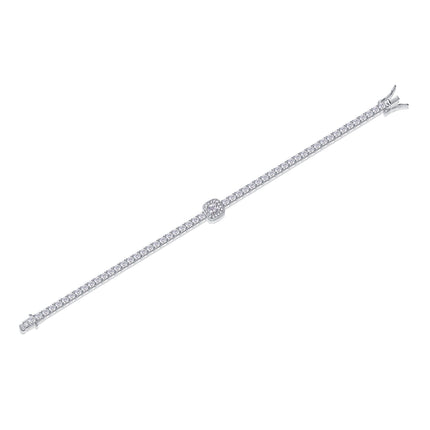 Versier Met Topgehalte Moissanite, Is Hierdie Luukse En Modieuse Ligte Luukse Juweliersware Silwer Armband Gemaak Van S925 Silwer Geëlektroneer Met Platinum