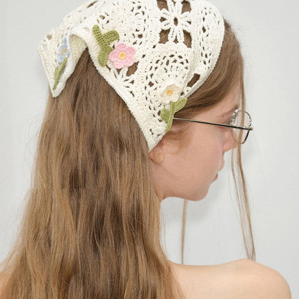 French Style Triangular Binder Retro Headcloth Knitted Headdress Photo