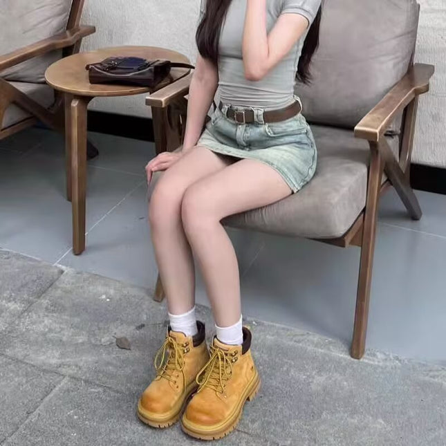 Women's Retro Denim A- Line Skirt Slimming