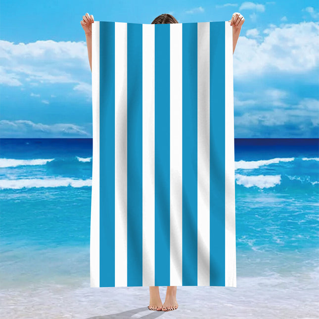 Enkelzijdige Fluweel Gepersonaliseerde Gestreepte Patroon Mikrovesel Strandbadhanddoek