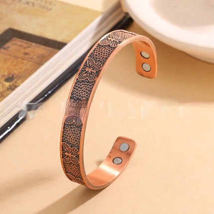 Rooi Koper Magnetiese Oues-Van-Dae Armband Met Vlinderontwerp Verlengde Magnetiese Slot