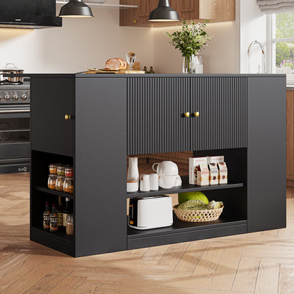 Moderne Kombuiseiland, Buffetkas, Kombuiskas Met Laaie En Rakke, Buffetkas Vir Kombuis En Eetkamer, Swart