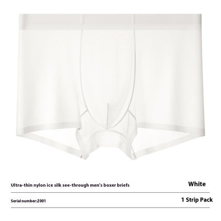 Ultra-thin Cool Ice Silk Breathable Traceless Transparent Hair Exposed Sexy Boxer