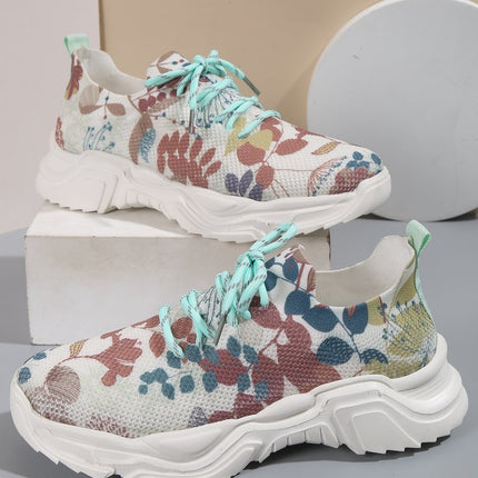 Casual Flower Sports Shoes Women Flat Bottom Plus Size