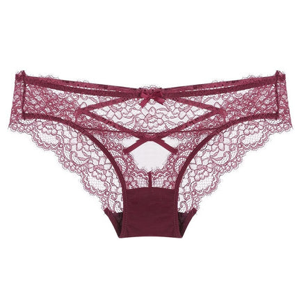 Cross Hollow Girl Transparent Low Waist Women's Briefs Breathable