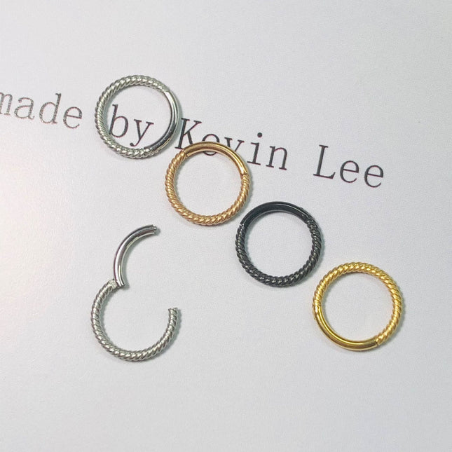 Stainless Steel Nose Ring Earrings 316L Closed Ring  Ring Coil Twisted Twisted Rope Piercing Jewelry