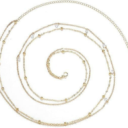 Women's Fashion Round Beads Chain Double-layer Waist Chain