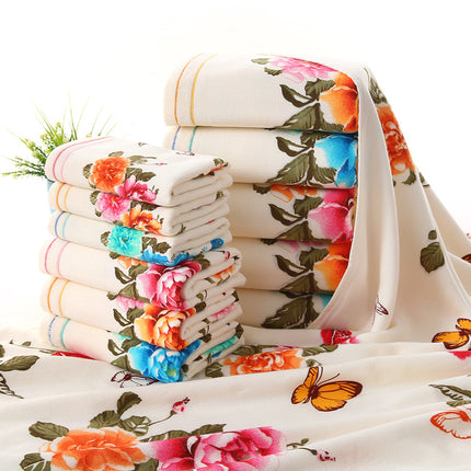 Tweekleurige Laphanddoek Bedruk Met Peonies