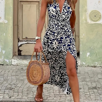 Ladies' V-neck Bohemian Floral Print Jumpsuit