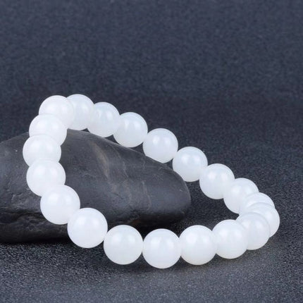 Hotan Wit Jade Bokvet Ronde Krale Armband
