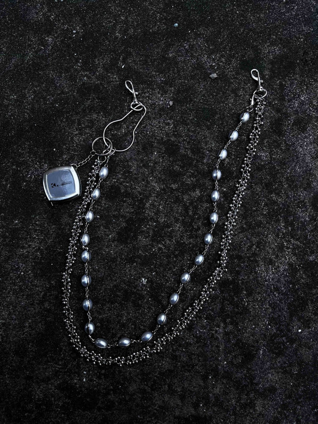 Metal Pearl Waist Chain Men's Accessories Phants Zipper
