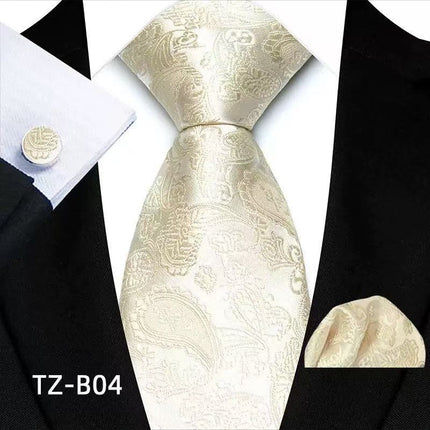 Paisley Tie Square Scarf Pocket Square Cufflinks Three-piece Set