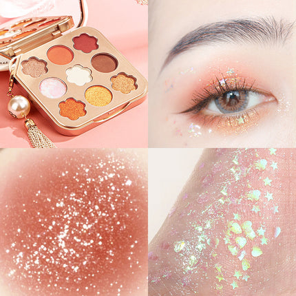 Nege Kleure Mat Pêrelglans Waterdigte Langdurige Ster Blink Diamant Oogskadu Palet