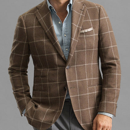 Light Business Men's Suit Printed Checks Coat