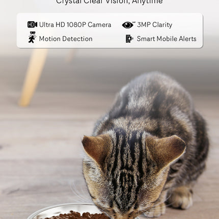 Automatic Cat Feeder With Camera, 1080P HD Video, Night Vision, 5G WiFi, 2-Way Audio, 10s Voice Recorder, Low Food & Blockage
