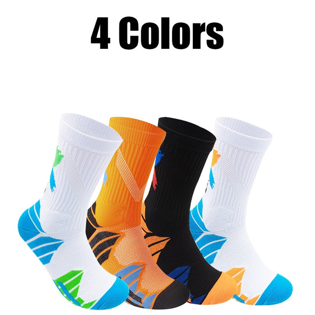 4 Pairs Men Compression Running Socks  Crew Athletic Anti Blister Cushioned Anti-odor Seamless Breathable For Running Hiking Cycling Fitness