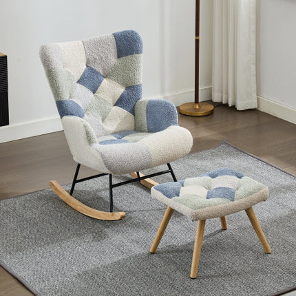 Wipstoele Vir Volwassenes, Tteddy Wipstoel Ontspannende Kantelstoel Met Soliede Houtpote Hoë Rugleunstoel Vir Balkon Sitkamer Slaapkamer