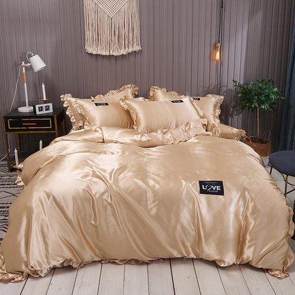 Pure Color Gewaste Sy Lakens Ys Sy Vierstuk Lakens Duvet Oortreksel