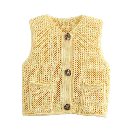 New Spring And Summer European And American Style Casual Breasted Thick Needle Knitted Vest Top
