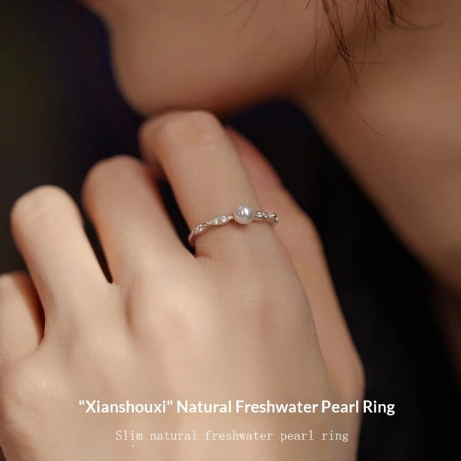 S925 Sterling Silwer Veelsydige En Elegante Ring Met Klein Krale En Verstelbare Opening