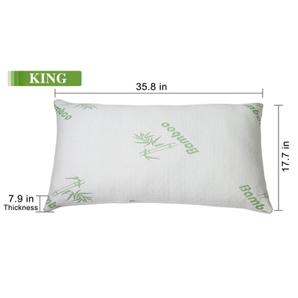 2 Stuks Of 1 Stuk Bamboe Geheueskuim Kussing Hipoallergene Bedkussing Vir Kop Nek Rus Slaapversnipperde Kussing Wasbare Oortreksel Koninging Grootte Kussing