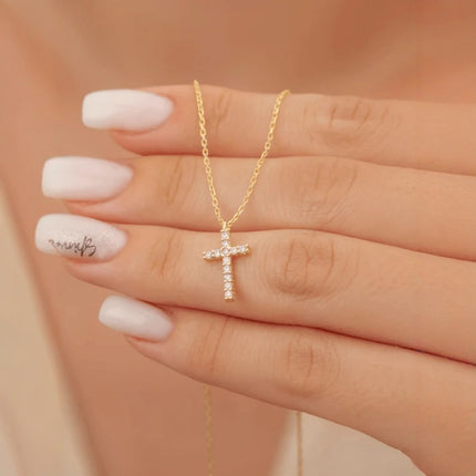 Kruis Vol Diamante Vroue Sleutelbeenketting Goue Hangertjie Meisies Halssnoer