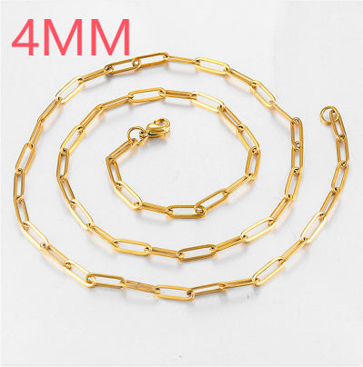 18k Gold Stainless Steel Paper Clip Clavicle Necklace Female 0 Word Chain All-match