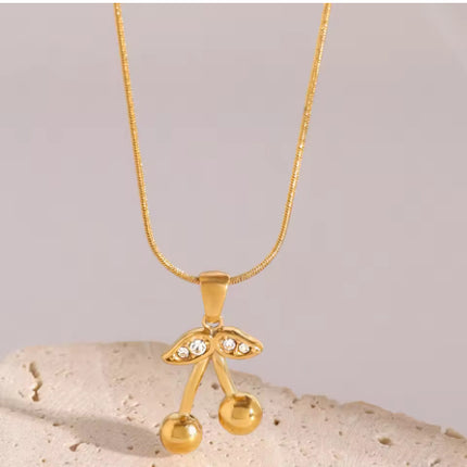 Vlekvrye Staal Kersie Halsnoer Oulike Oorbelle Ornament Vroue