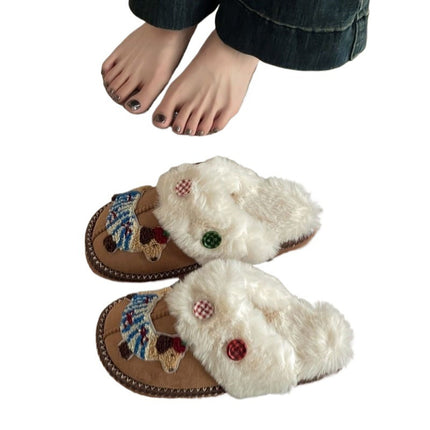 Cute Cartoon Sausage Dog Fluffy Shoes Female
