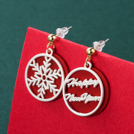New  Series Asymmetric Christmas Tree Snowflake Earrings