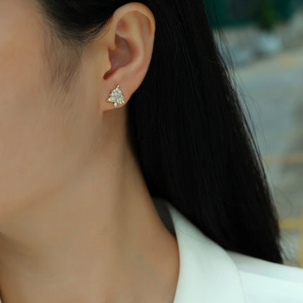 Christmas Tree - Set With Top-quality Moissanite Luxury And Fashionable Light Luxury Jewelry, Silver Stud Earrings, S925 Silver Electroplated Gold