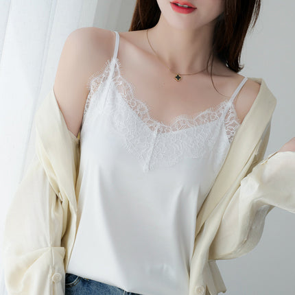 Eyelash Lace Camisole Women's Silk Satin Top