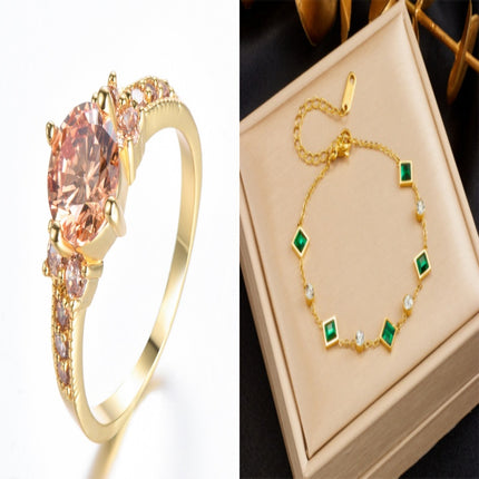 Rhinestone Zircon Four Claw Round Ring
