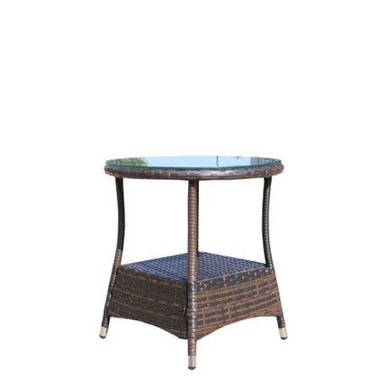 Outdoor Patio Furniture 1 Round Coffee Table With Clear Tempered Glass