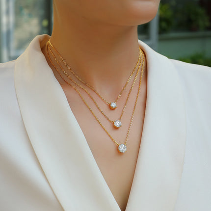 3-carat High-quality Morganite Gemstone-laden Luxurious And Fashionable Minimalist Trend Jewelry Silver Pendant Necklace With Collar Chain, S925 Silver Electroplated With Gold