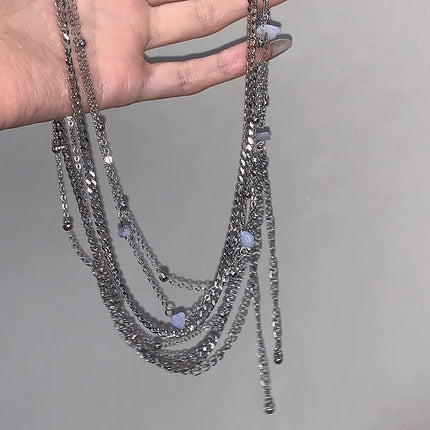 Hot Girl Style Silver Multi-layer Tassels Waist Chain