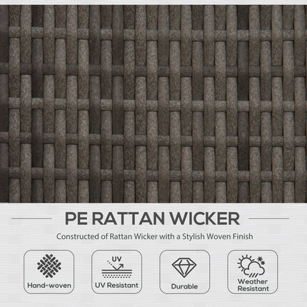 5-Stuk Buitelug Seksionele Meubels, Patio Bankstel, PE-Wicker Rusbank, Kussings, Kussing, Ottomaan, Tafel, Houtskool